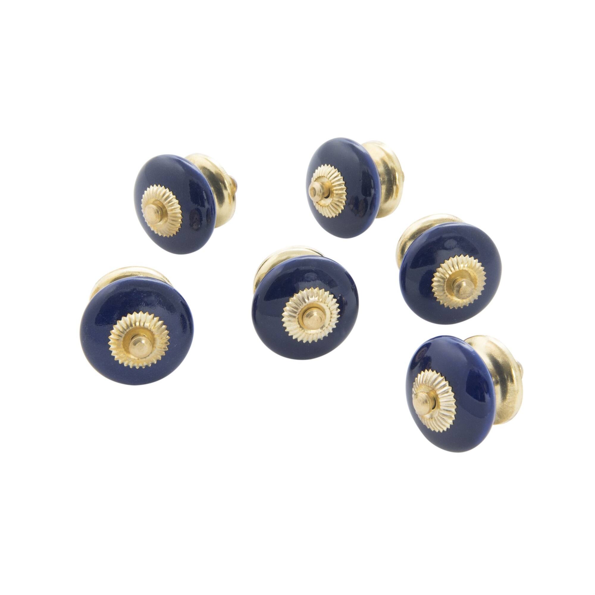 Front. TX USA Corporation - Ceramic Disk Knob Cobalt Blue Set of 6 - Cobalt Blue.