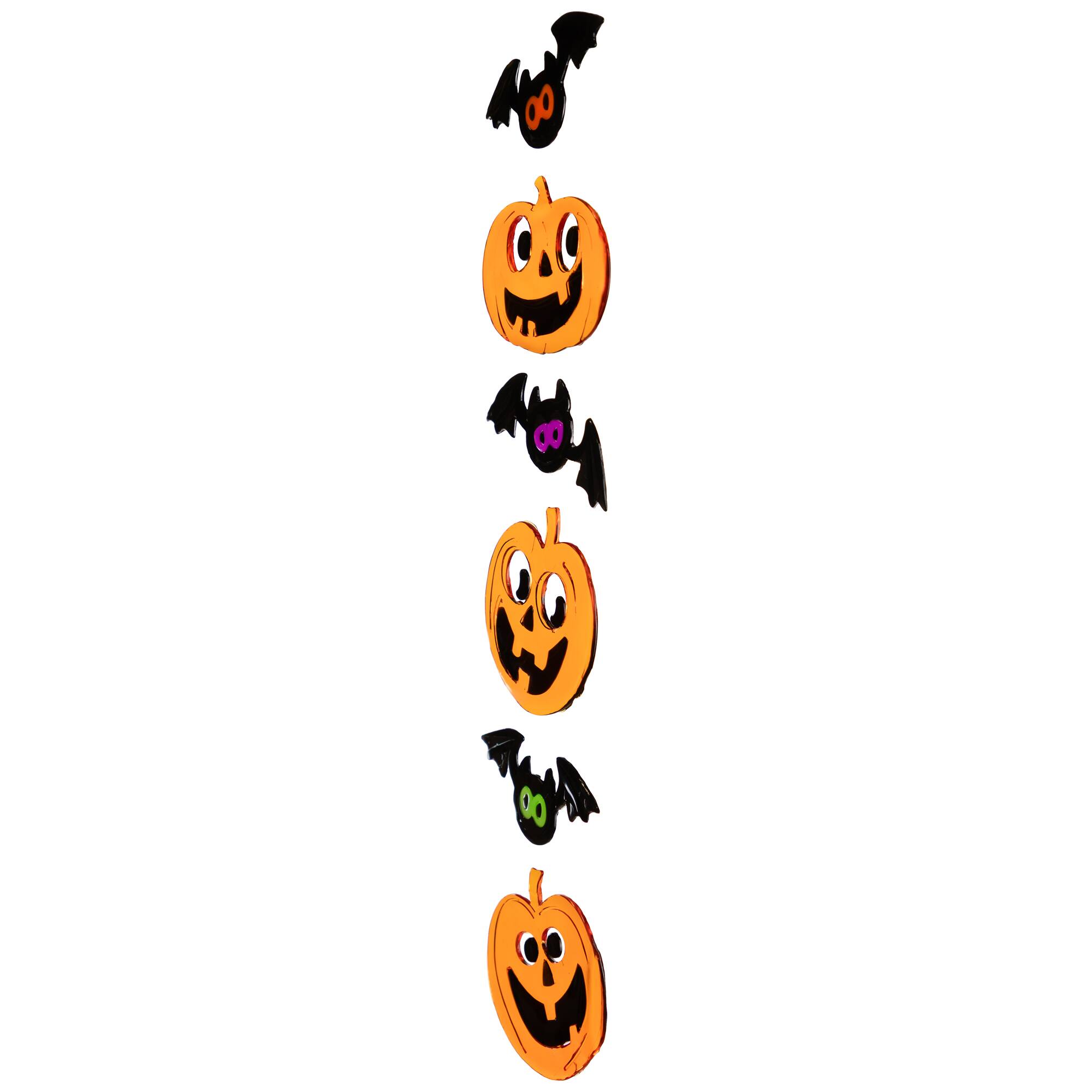 Alt View 2. Northlight - Jack-O-Lanterns and Bats Halloween Gel Window Clings - 6pc - Orange.