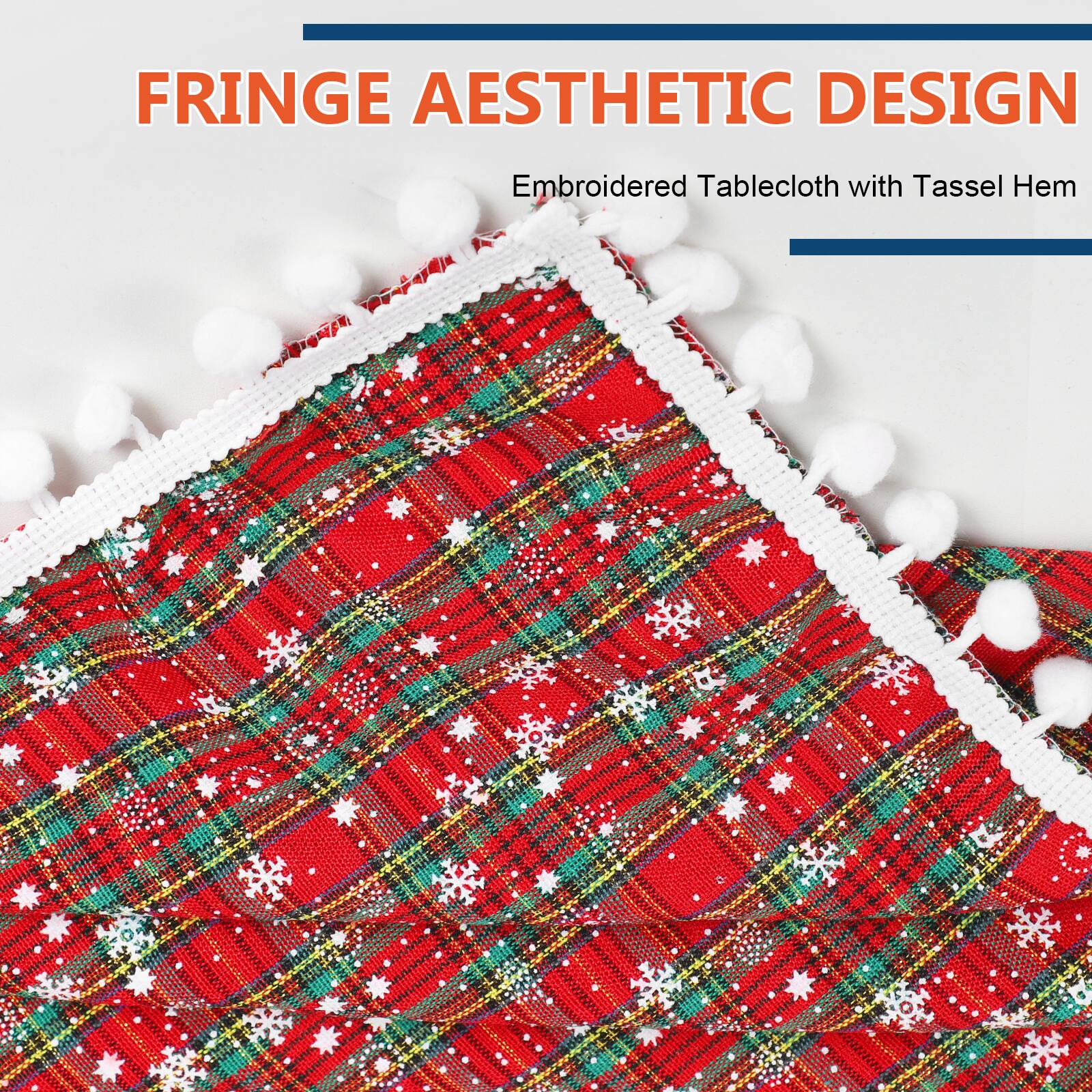 FRINGE AESTHETIC DESIGN  
Embroidered Tablecloth with Tassel Hem