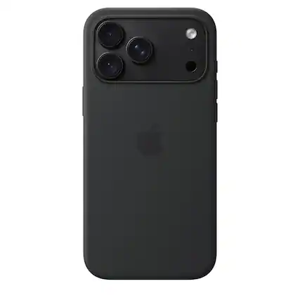 Front. Apple - iPhone 18 Pro Max Silicone Case with MagSafe - Black.