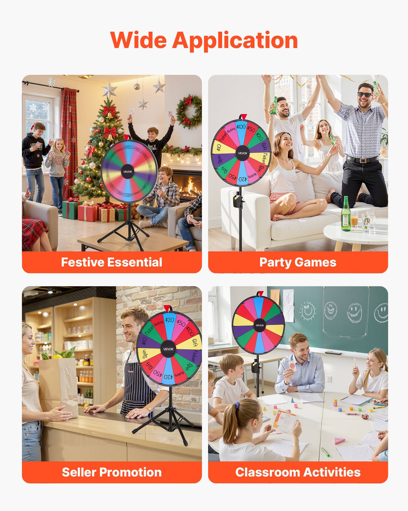 Wide Application

VEVE #:00 $50
Siding Ticket $20
Ols Oift
VEVOR Spin Ticket Gift Spin 450 $20
Sep Festive Essential Party Games
Bup $20
450
Nutting Ticket 4100 $10
Gift VEVOR Spin Ticket Gift Spin 450 $20
Bue - Seller Promotion
Classroom Activities