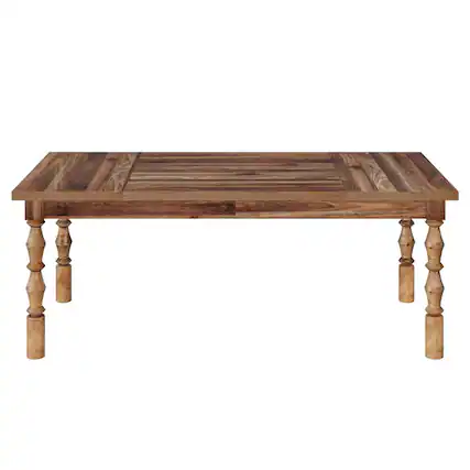Front. Resenkos - Kadyn Dining Table, Living Room Table Wood, 62” Kitchen Table with Carved Turned Legs for 4-6 People,Walnut - Brown.