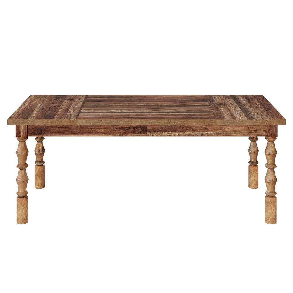 Front. Resenkos - Kadyn Dining Table, Living Room Table Wood, 62” Kitchen Table with Carved Turned Legs for 4-6 People,Walnut - Brown.