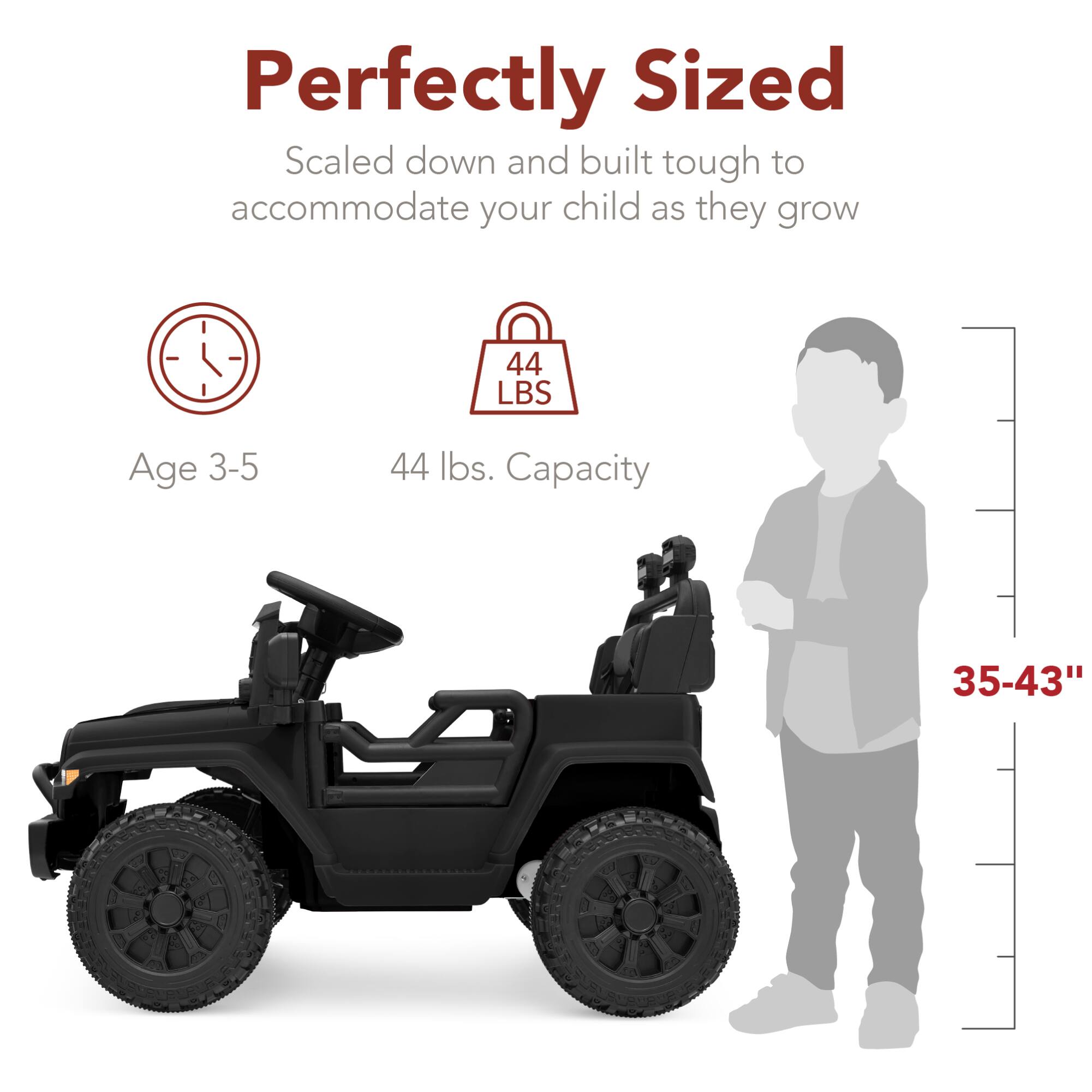 Perfectly Sized  
Scaled down and built tough to accommodate your child as they grow  

Age 3-5  
44 lbs. Capacity  
35-43"