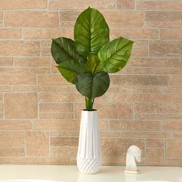 BreeBe - 27" Large Philodendron Leaf Artificial Plant (Set of 4) - Green