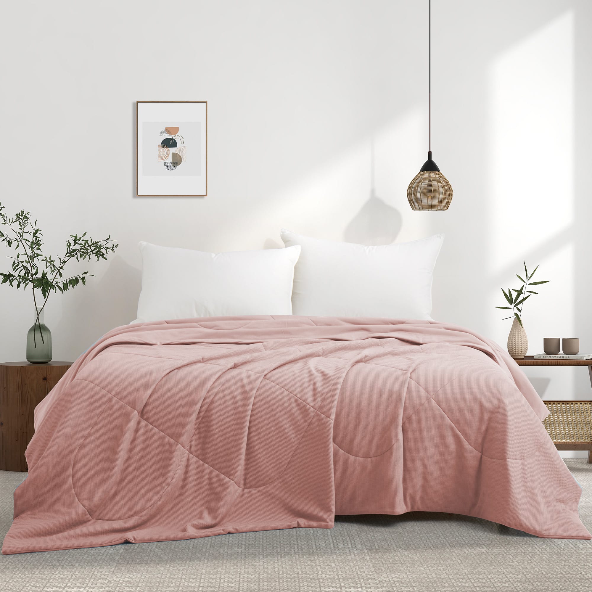 Peace Nest - Lightweight Cooling Waffle Blanket Summer Reversible Comfort for Hot Sleepers, King - Pink price history on PriceWatchPro