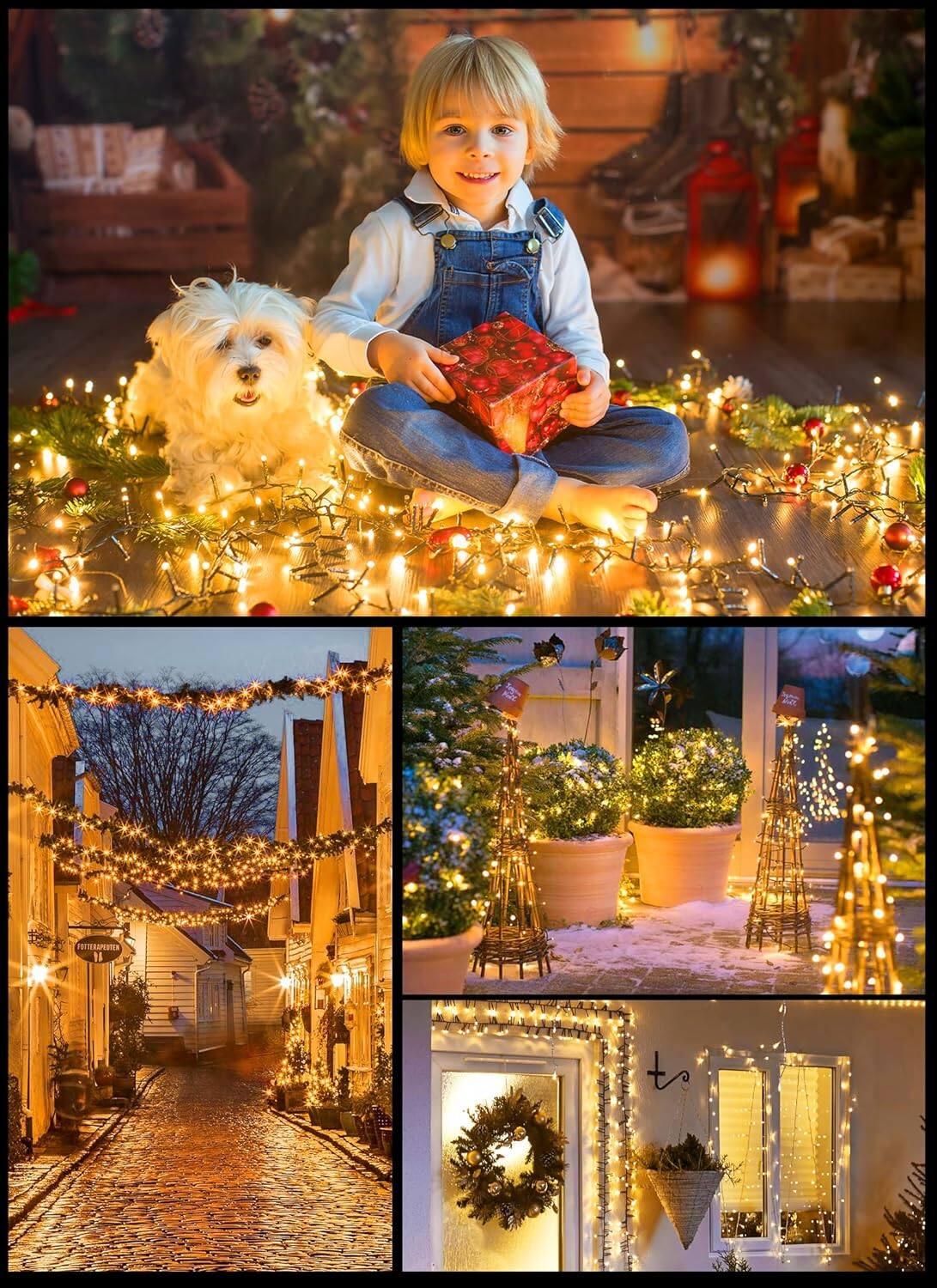 Alt View 2. Schertz - 1000 LED Christmas Cluster Lights, 50FT Firecracker String, 12 Modes with Timer & Remote, Waterproof Twinkle Fairy Light - Warm White.