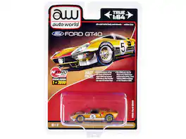 Autoworld - 1966 Ford GT40 RHD #5 Gold with Graphics Limited Edition to 3600 pieces Worldwide 1/64 Diecast Model Car by Auto World