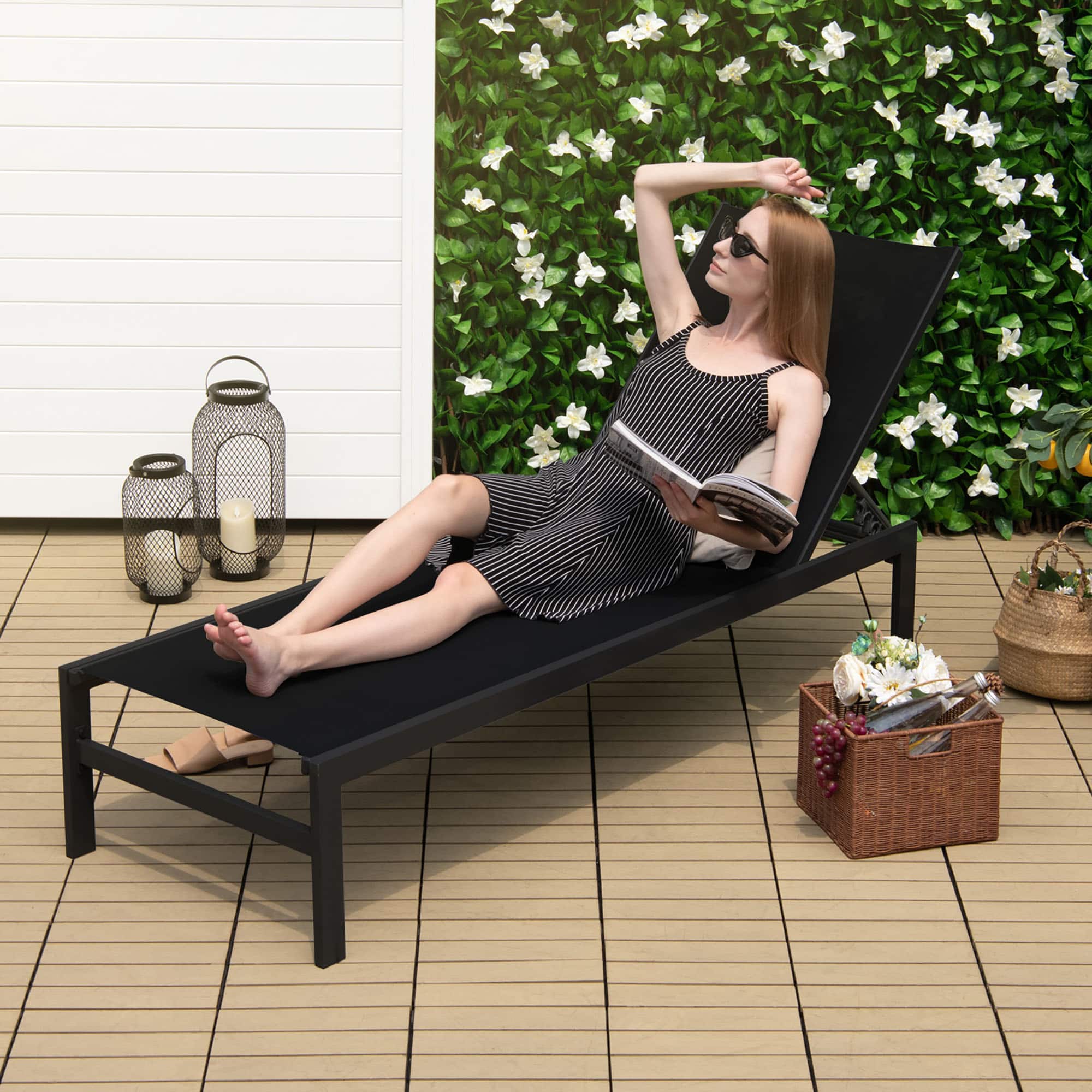 Gymax - Patio Chaise Lounge Adjustable Lounge Chair W/ 6-Position Backrest - Black price history on PriceWatchPro