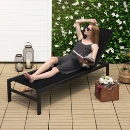 Gymax - Patio Chaise Lounge Adjustable Lounge Chair W/ 6-Position Backrest - Black