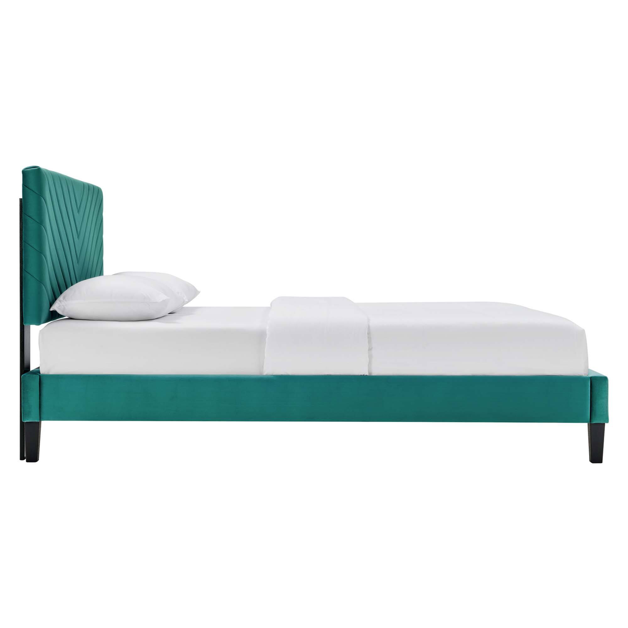 Back. Modway - Yasmine Channel Tufted Performance Velvet King Platform Bed - White.