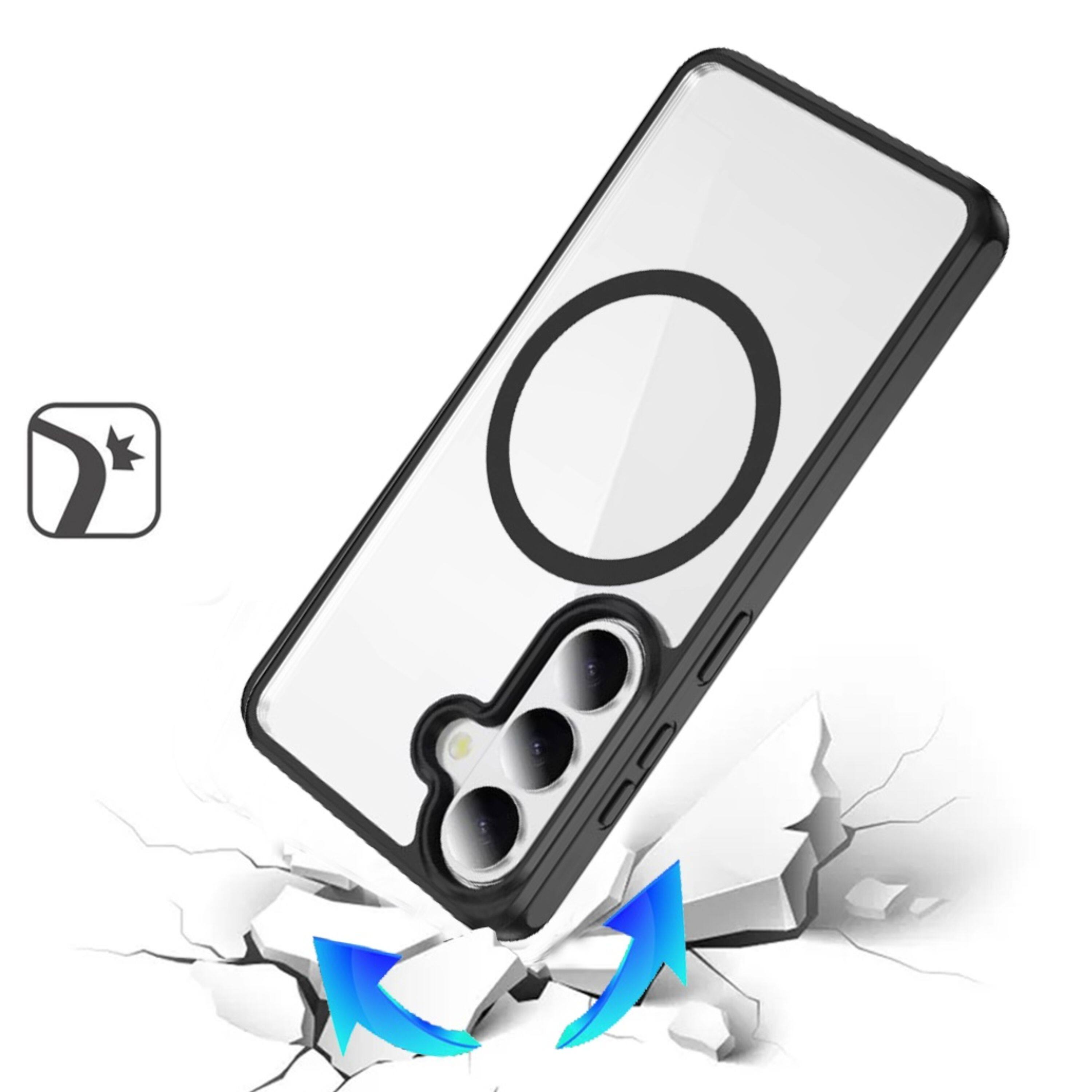 Angle. Kitcheniva - Shockproof Magnetic Circle Phone Case With Tempered Glass For Samsung Galaxy S26 Black - Black.