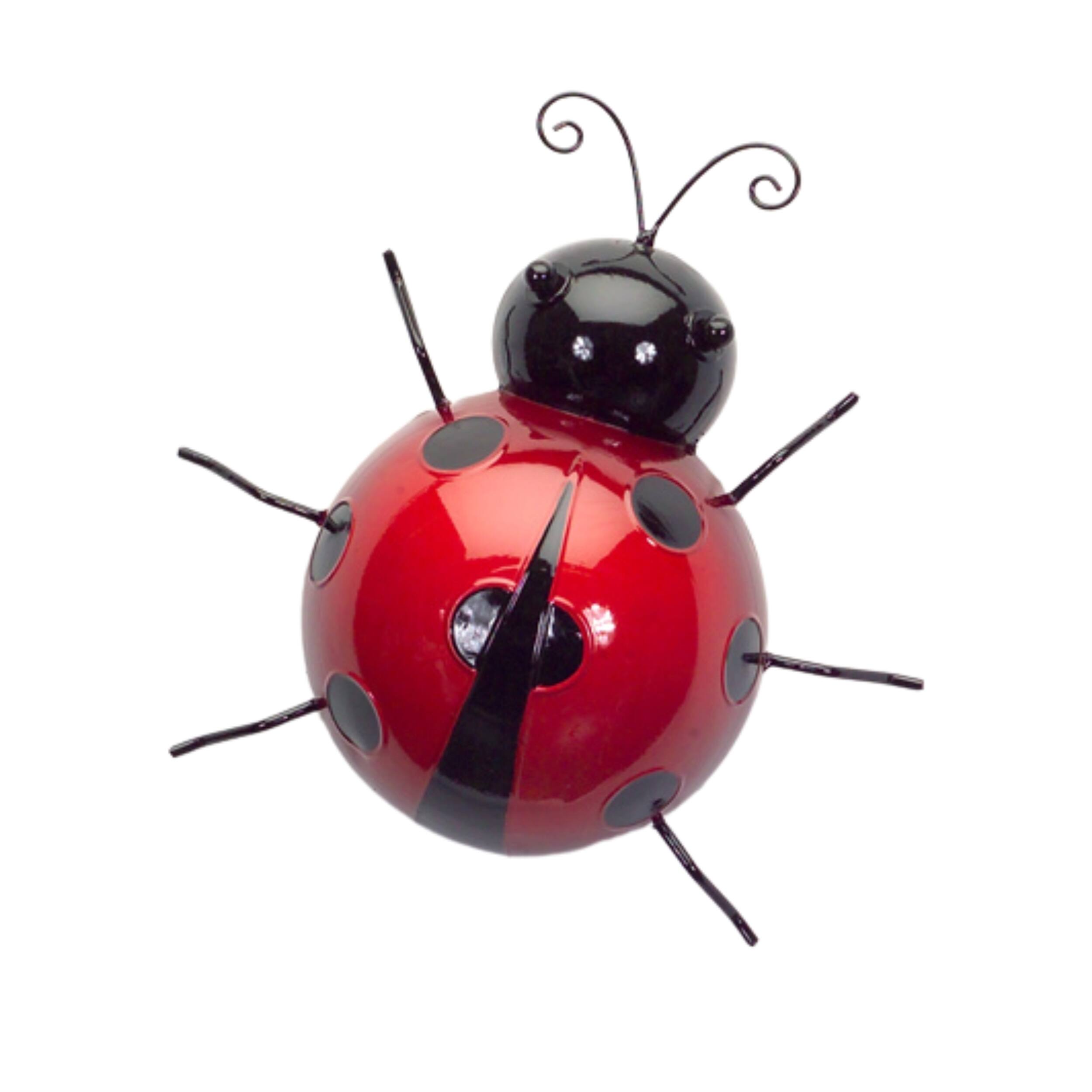 Alt View 2. BreeBe - Metal Lady Bug Garden Decor (Set of 6) - Red, Black.