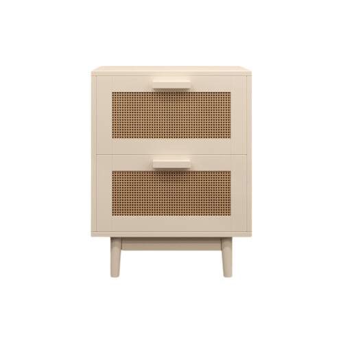 Alt View 1. LUCKY ONE - 23.2" Assembled Rattan Nightstand 2-Drawer Wood Accent Table - Antique Natural,Rattan.