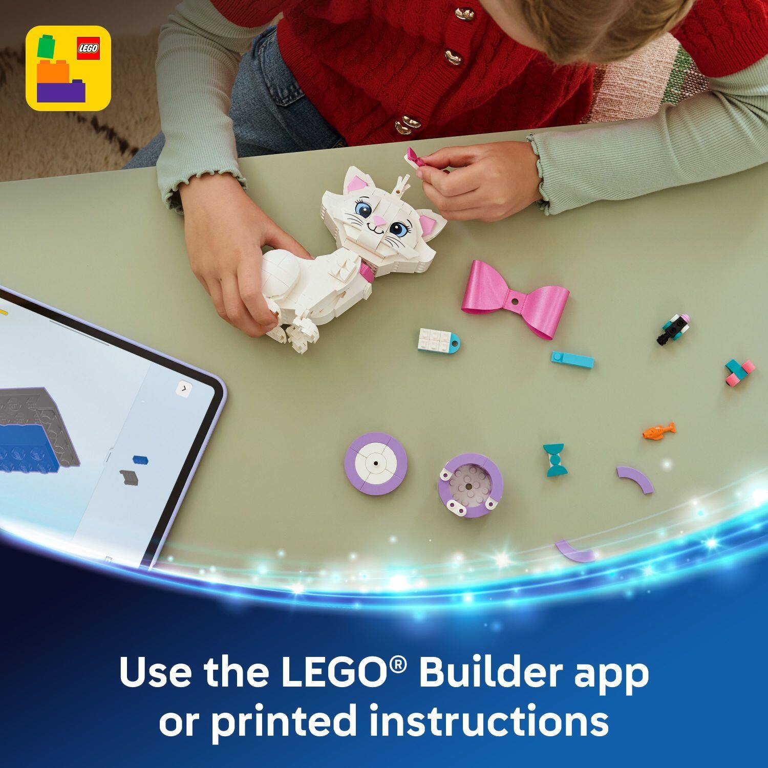 Use the LEGO® Builder app or printed instructions
