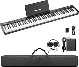 GARVEE - 88-Key Semi-Weighted Digital Piano, Portable Keyboard with Headphones, Sustain Pedal, Carry Bag, Bluetooth & USB MIDI