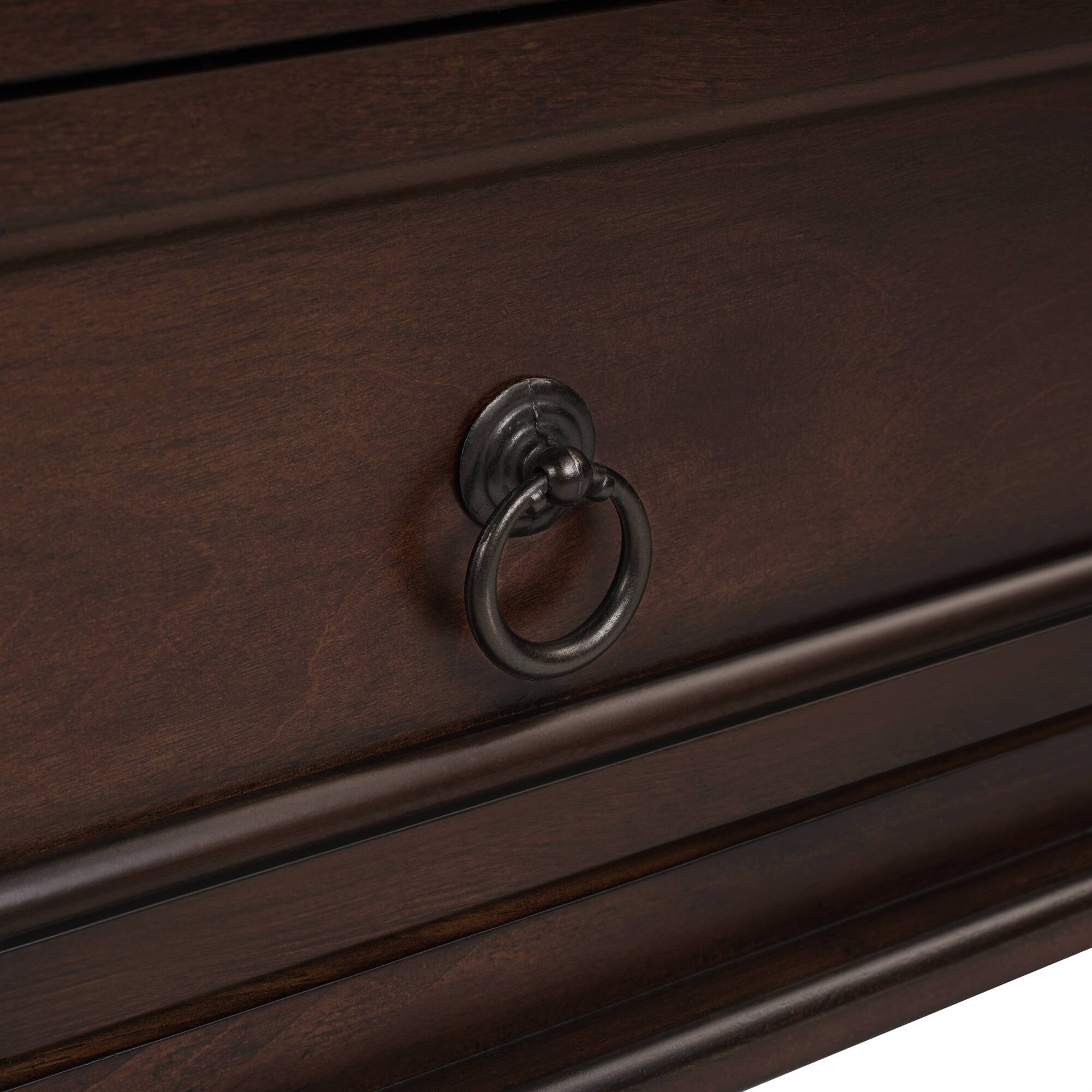 Alt View 7. GOODSILO - Vintage Style Solid Wood Console Table with Six Drawers and Two-Tier Shelf for Living Room and Entryway - Espresso.