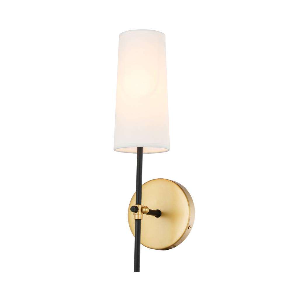 Alt View 7. Living District - Mel 1 light Brass and Black and White shade wall sconce - Brass And Black And White Shade.