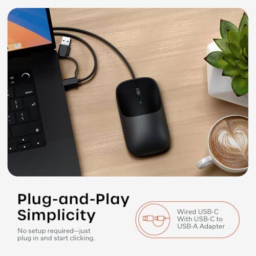 Plug-and-Play Simplicity  
No setup required—just plug in and start clicking.  
Wired USB-C With USB-C to USB-A Adapter