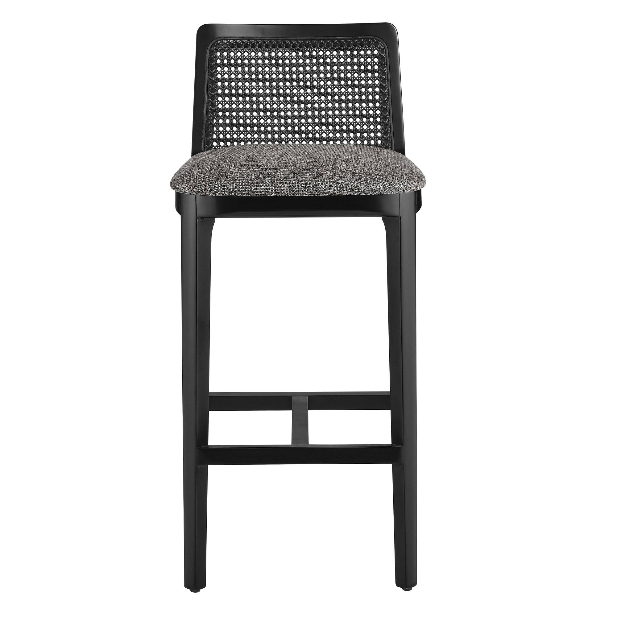 Alt View 4. Modway - Monarch Wood and Rattan Bar Stool by Modway - Black Black Gray.