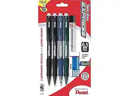 Pentel - Twist-Erase EXPRESS Mechanical Pencil, 0.5mm, #2 Medium Lead, 4/Pack - Black
