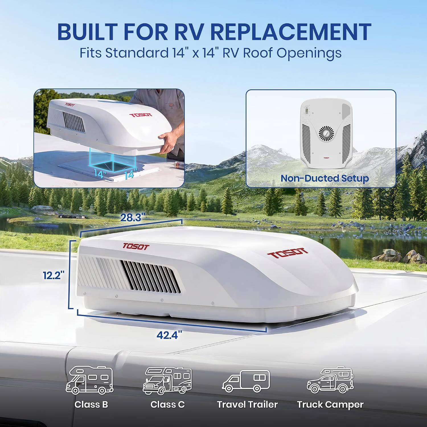 Tosot 16,000 BTU RV Air Conditioner with Heat Pump, Non Ducted, Wifi ...