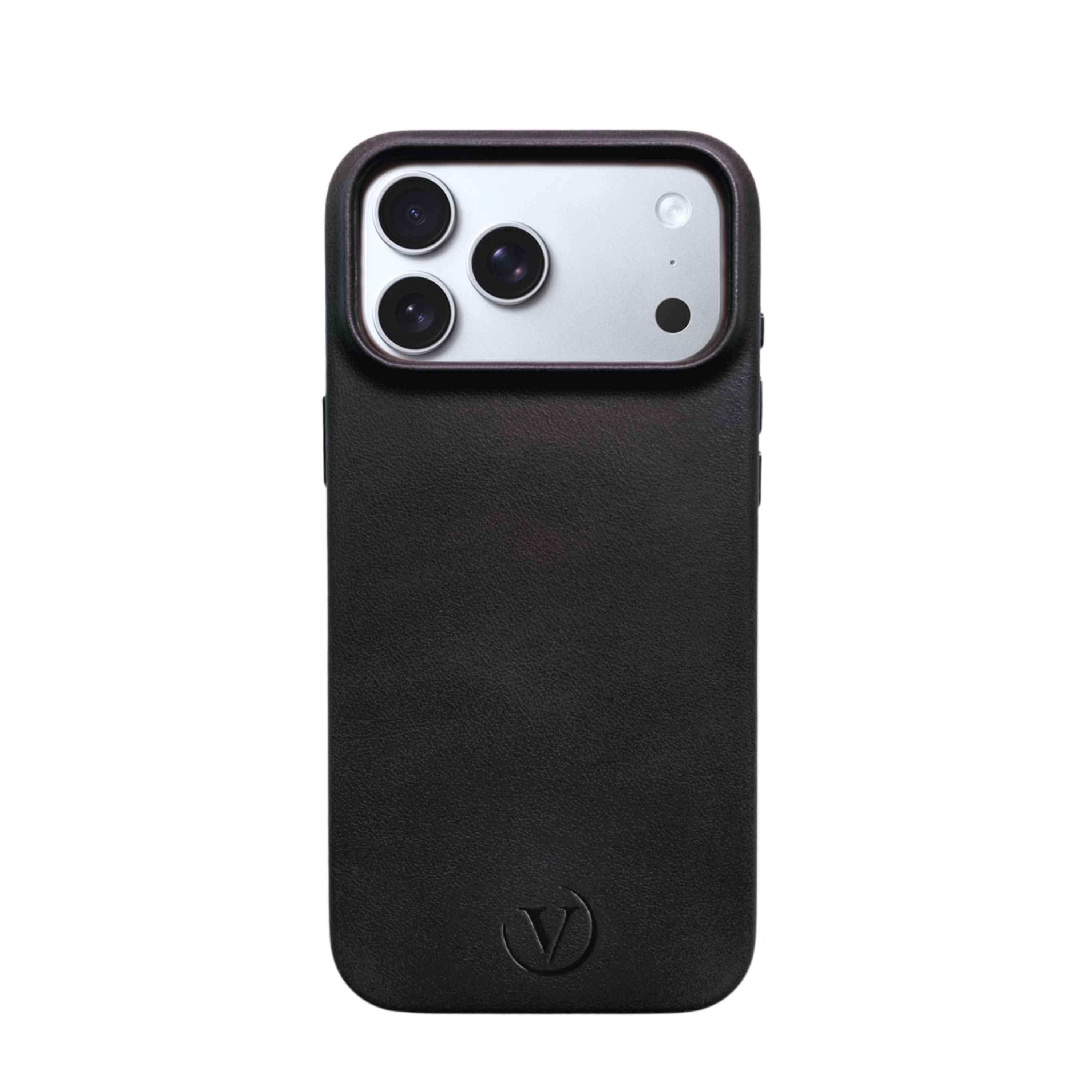Front. Vionentus - iPhone 17 Pro Vantage Leather Case - Black - black.