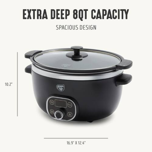 EXTRA DEEP 8QT CAPACITY  
SPACIOUS DESIGN  

10.2"  
16.9" X 12.4"