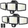 Front. Adewalk - Upgraded 7000LM 6500K LED Security Light, Waterproof Motion Sensor, 3 Heads, Hardwired for Yard&Garage,2pack - black.