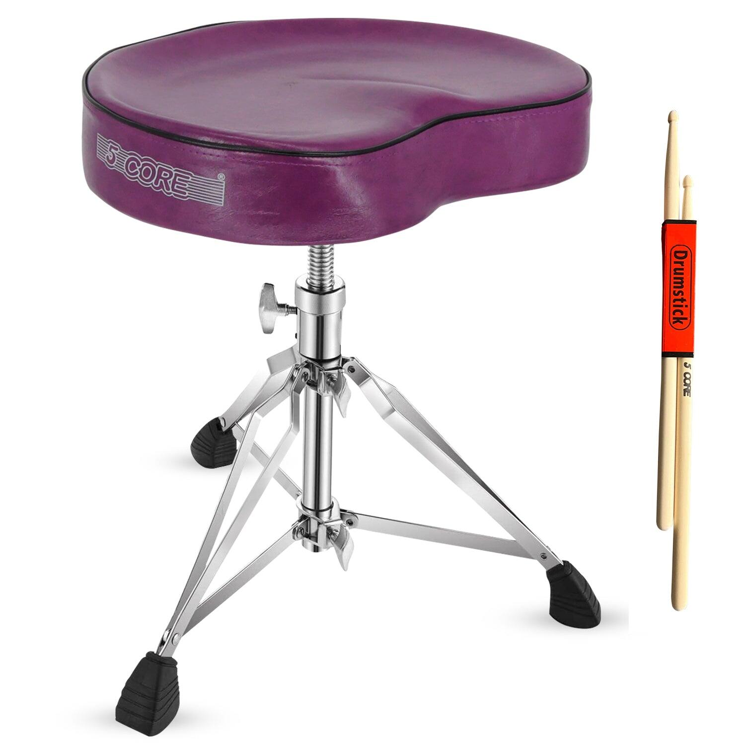 5 CORE - Drum Throne 4" Padded Guitar Stool Drummer Chair Adjustable Musician Seat - Purple