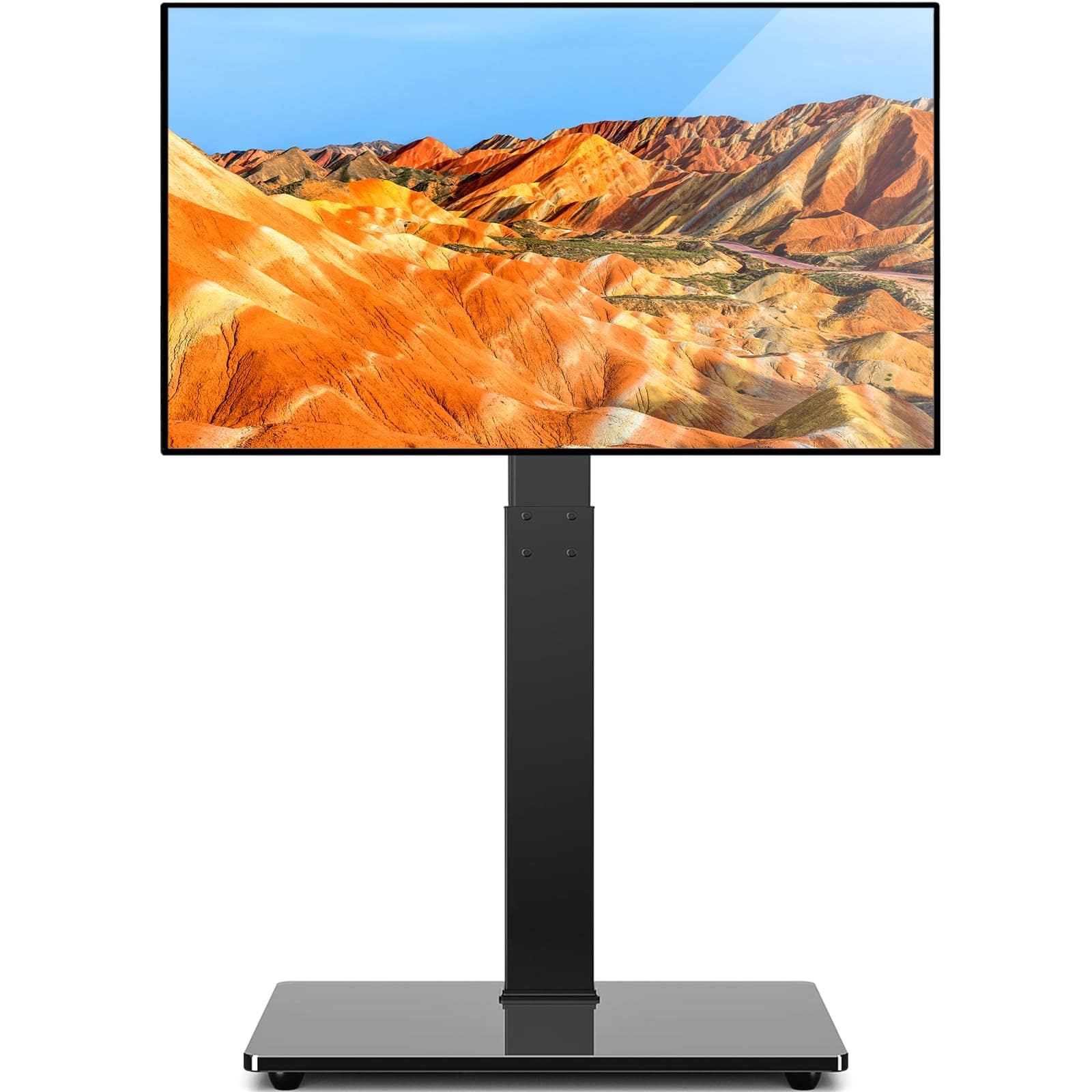 Hanke - Tavr Universal Floor Tv Stand Base For 32- Tvs Up To With Swivel Height Adjustable Mount Tempered Glass Med - Black Glass Base