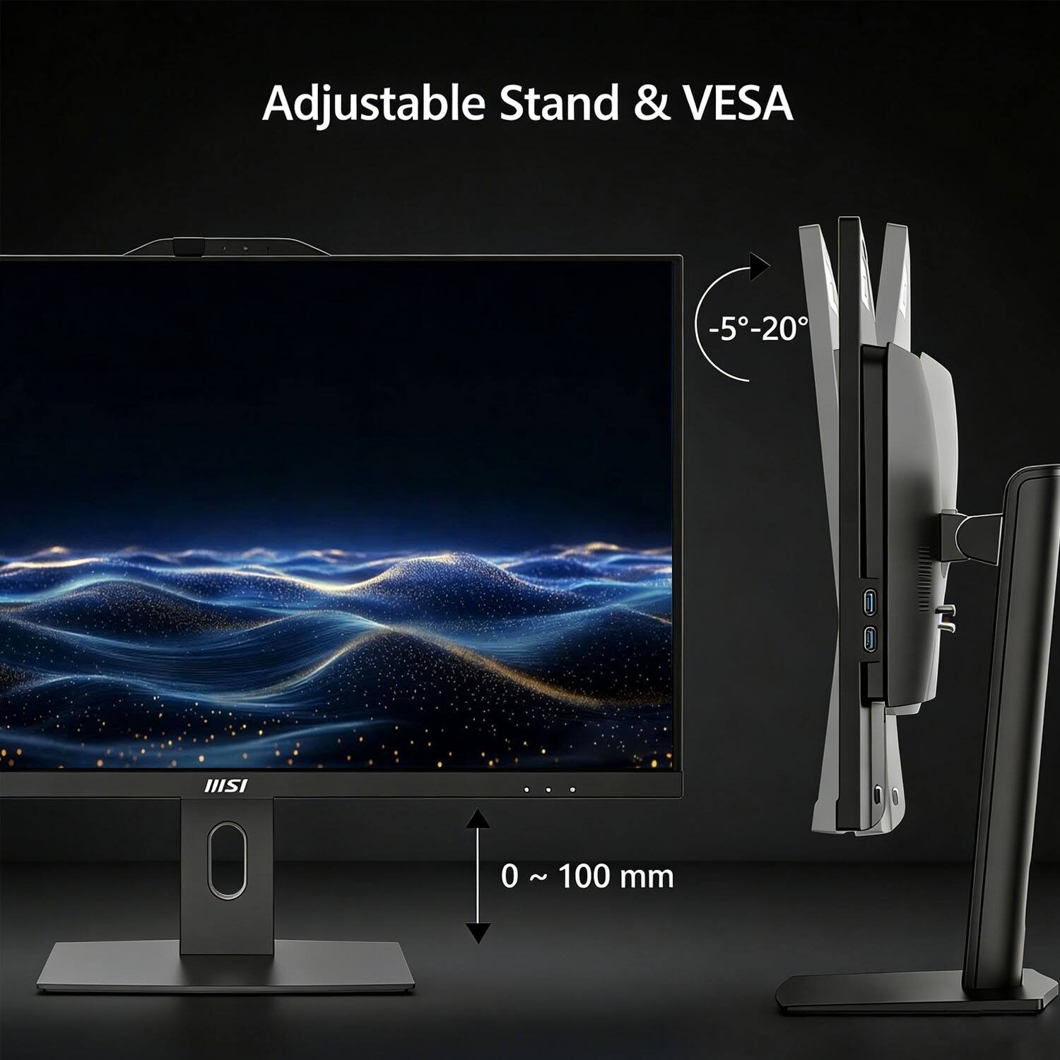 Adjustable Stand & VESA  
-5°-20°  
0 ~ 100 mm