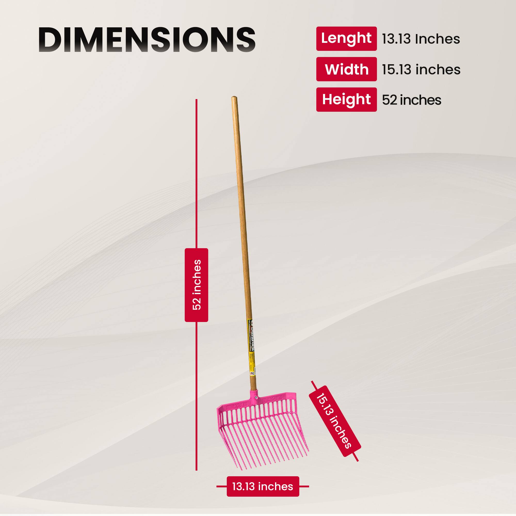 DIMENSIONS  
Length 13.13 Inches  
Width 15.13 inches  
Height 52 inches