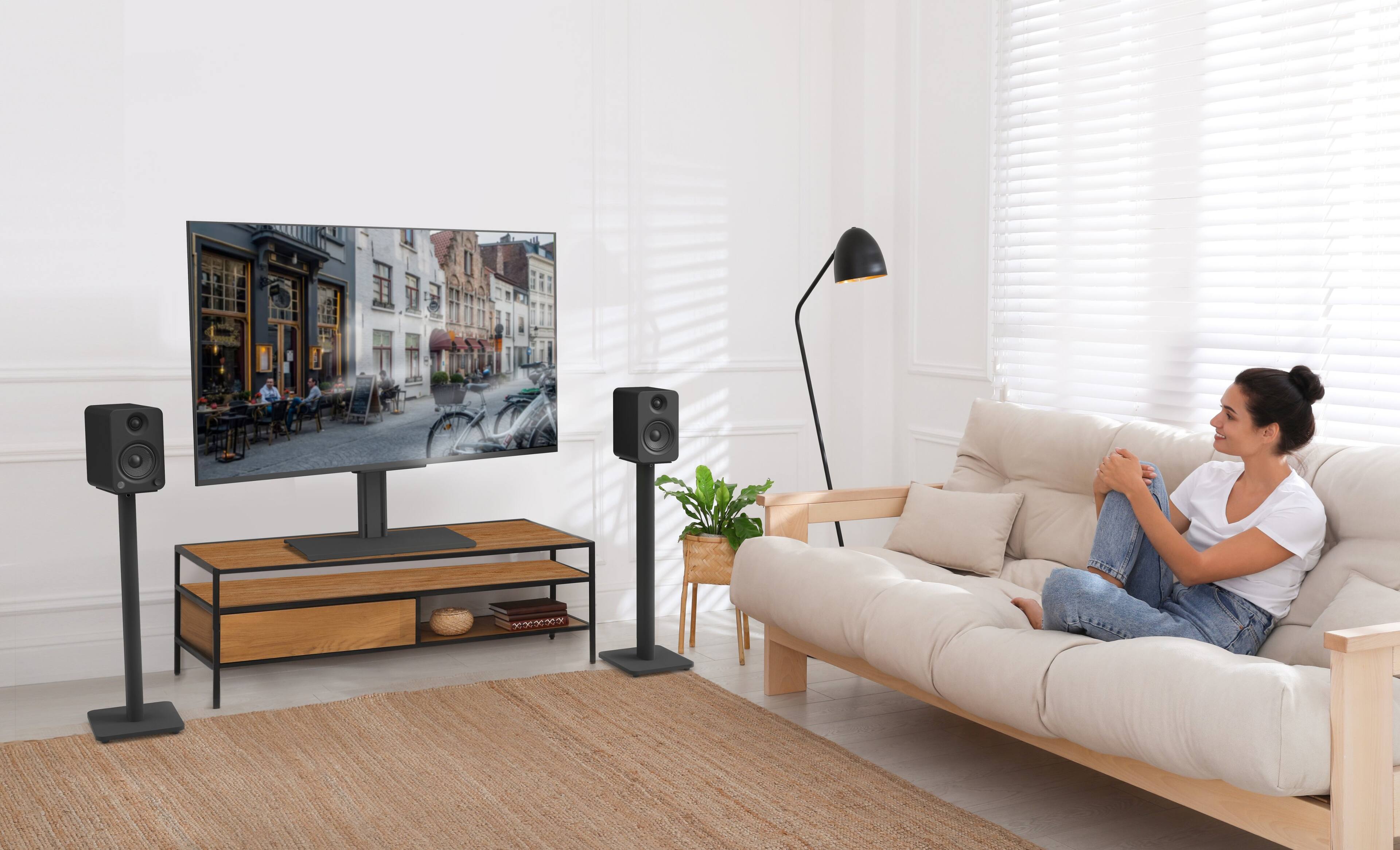 Alt View 15. Kanto - 26" Tall Bookshelf Speaker Floor Stands (Pair) - White.