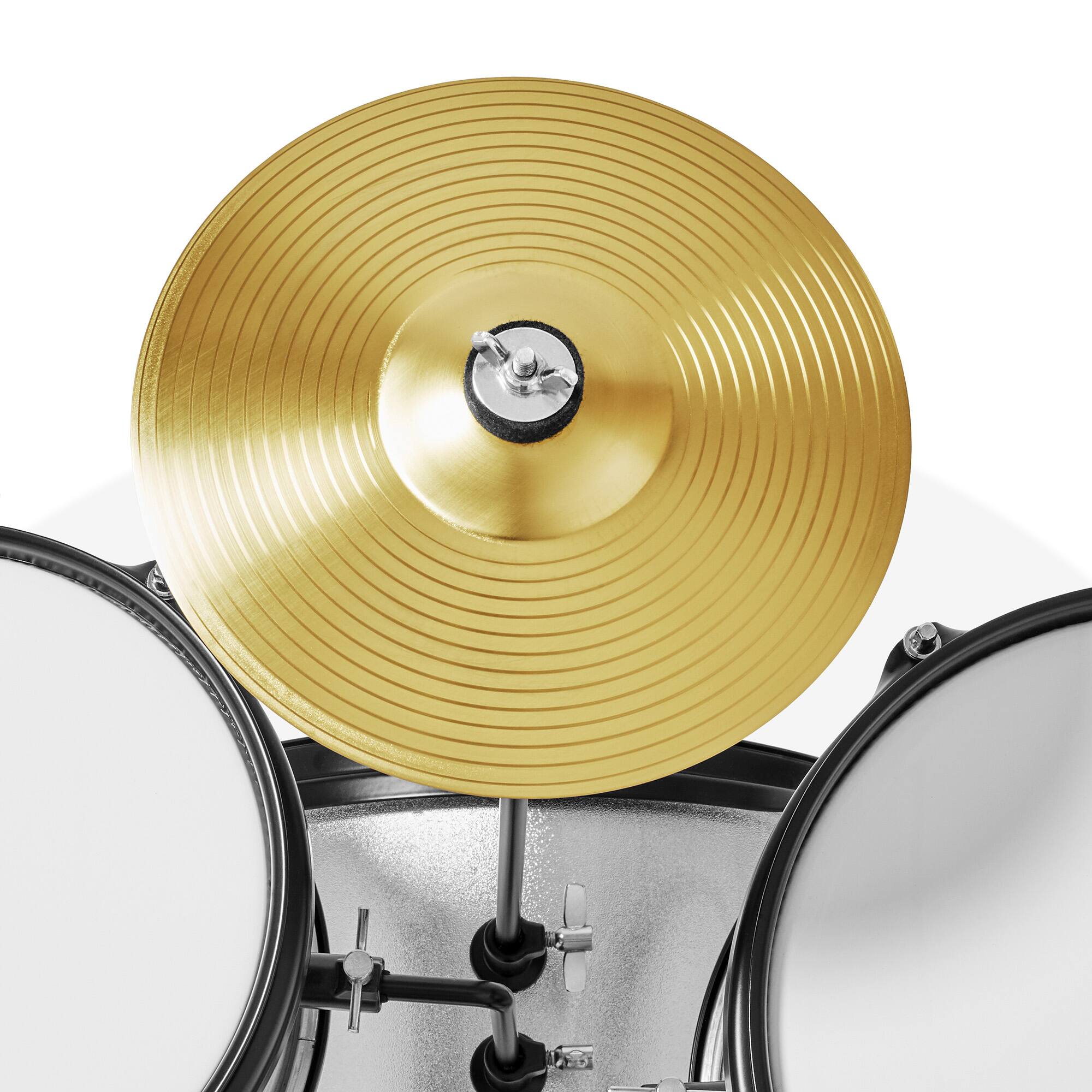 Alt View 4. Gammon Percussion - 3pc Junior Drum Set - Beginner Kit with Throne - Cymbal - Drumsticks - Silver.