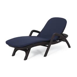 Ecooso - Weather-Resistant Plastic Chaise Lounge with Wicker-Like Texture, Cushion, Ergonomic Design, and Stable Support Frame - Dark Brown