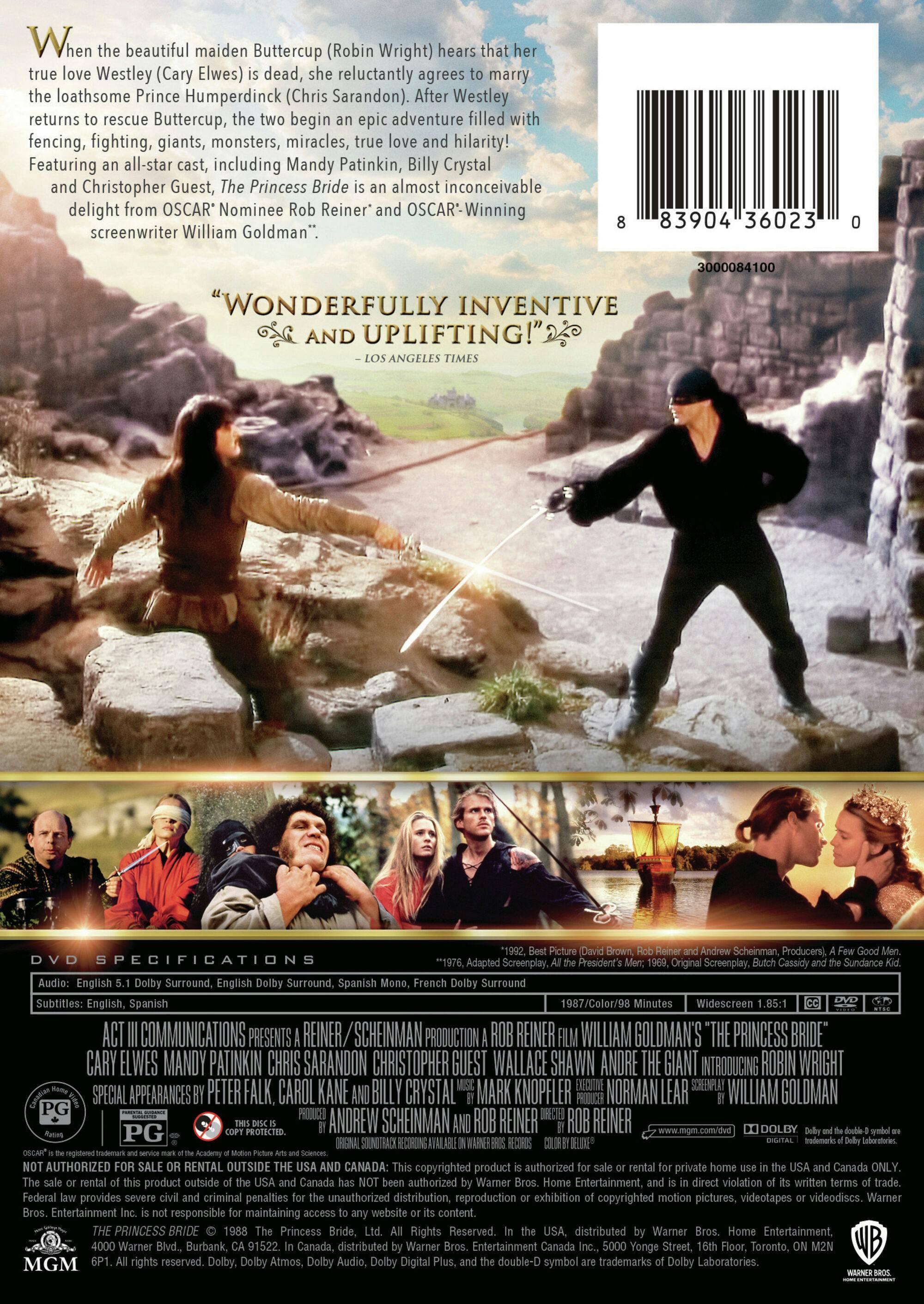 Back. The Princess Bride (30th Anniversary Edition) [DVD].
