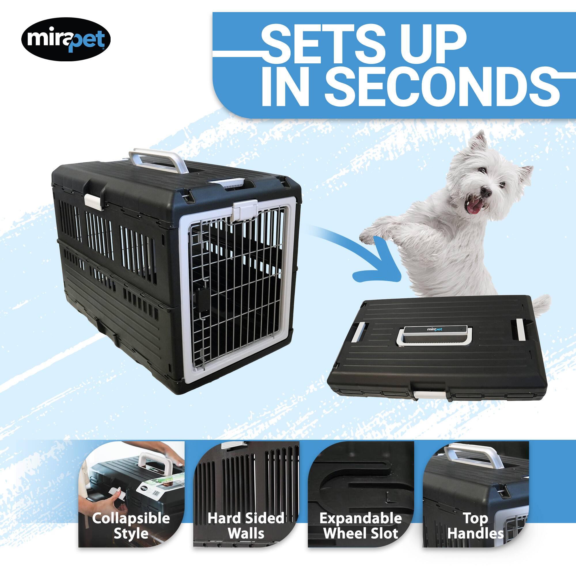 mirapet SETS UP IN SECONDS - Collapsible Style Hard Sided Expandable Walls Wheel Slot Top Handles
