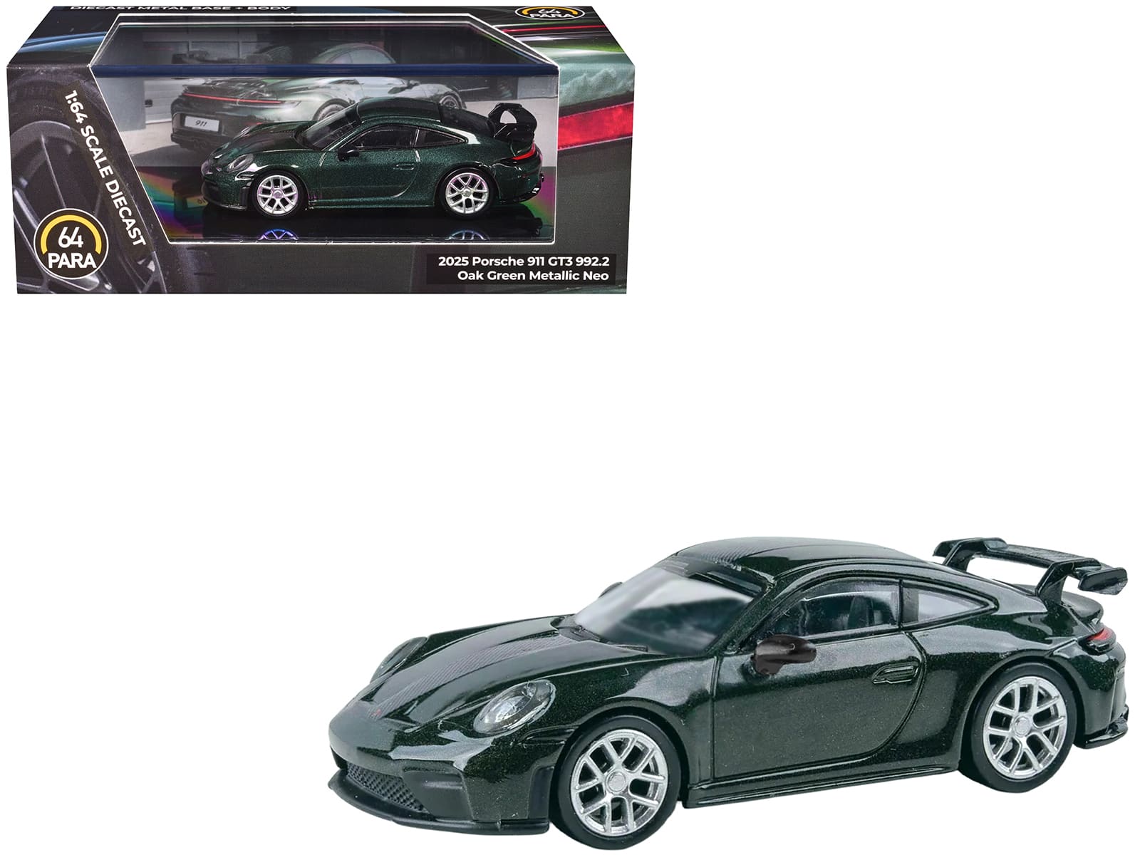 2025 Porsche 911 GT3 (992.2) Oak Green Metallic Neo with Carbon Stripe 1/64 Diecast Model Car by Paragon Models price history on PriceWatchPro