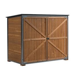 APRILSOUL - Outdoor Storage Cabinet 50.4 inch L X 26.8 inch W X 41 inch H Garden Shed Tool Shed with Metal Frame Structure - Brown Black