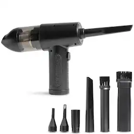 Luminuxe - Handheld Air Duster & Mini Vacuum Cleaner Combo with 6 Attachments, Rechargeable Cleaning Kit