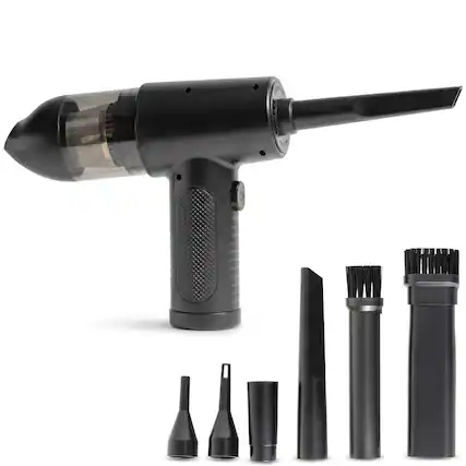 Front. Luminuxe - Handheld Air Duster & Mini Vacuum Cleaner Combo with 6 Attachments, Rechargeable Cleaning Kit.