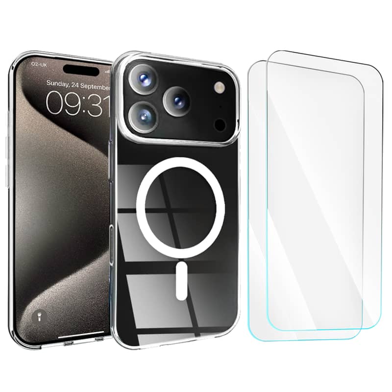 Entronix - 3-in-1 Bundle for iPhone 17 Pro Max - Magnetic Case & Screen Protectors - Clear