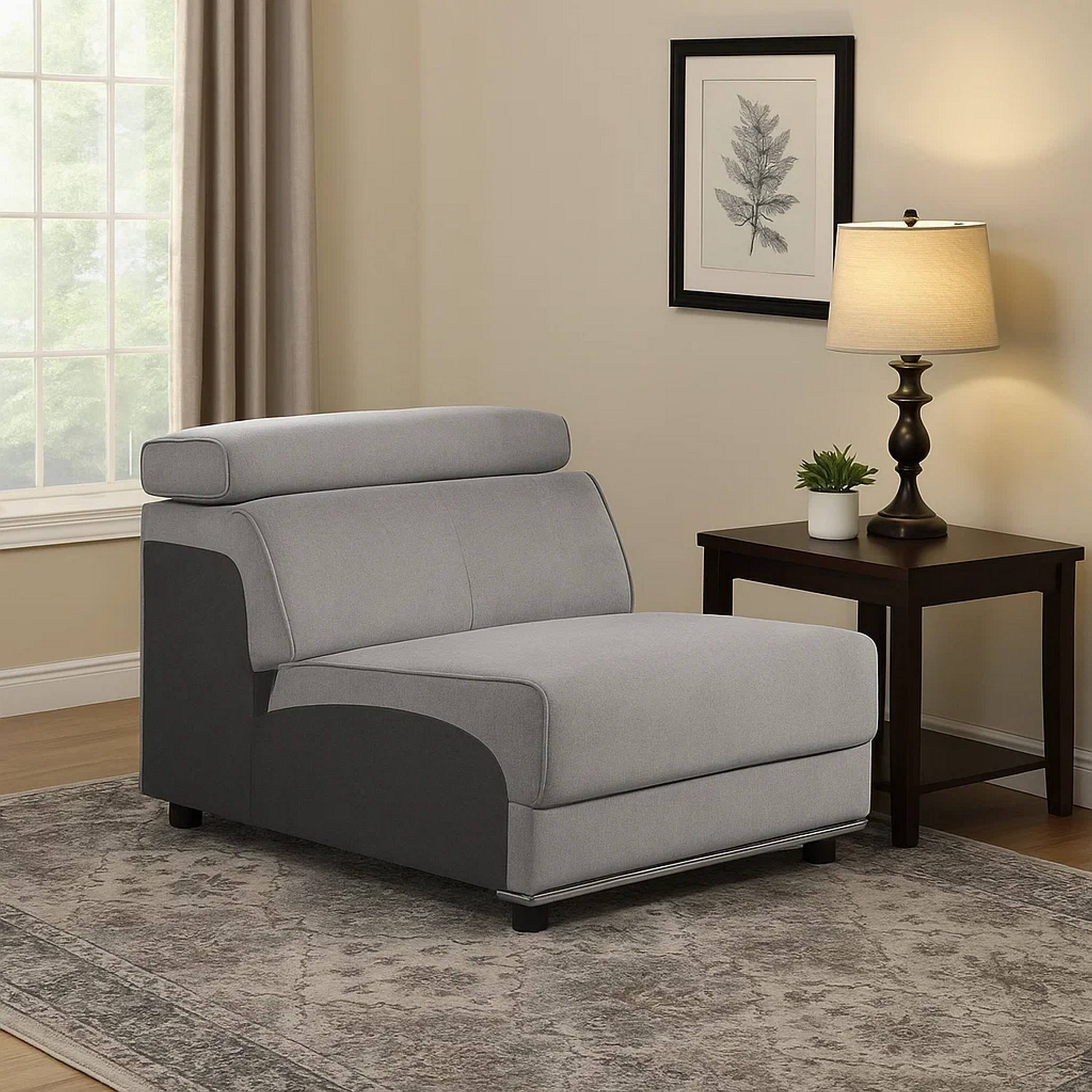 Alt View 6. Manhattan Lane - Fabric Upholstered Modular Armless Chair - Gray.