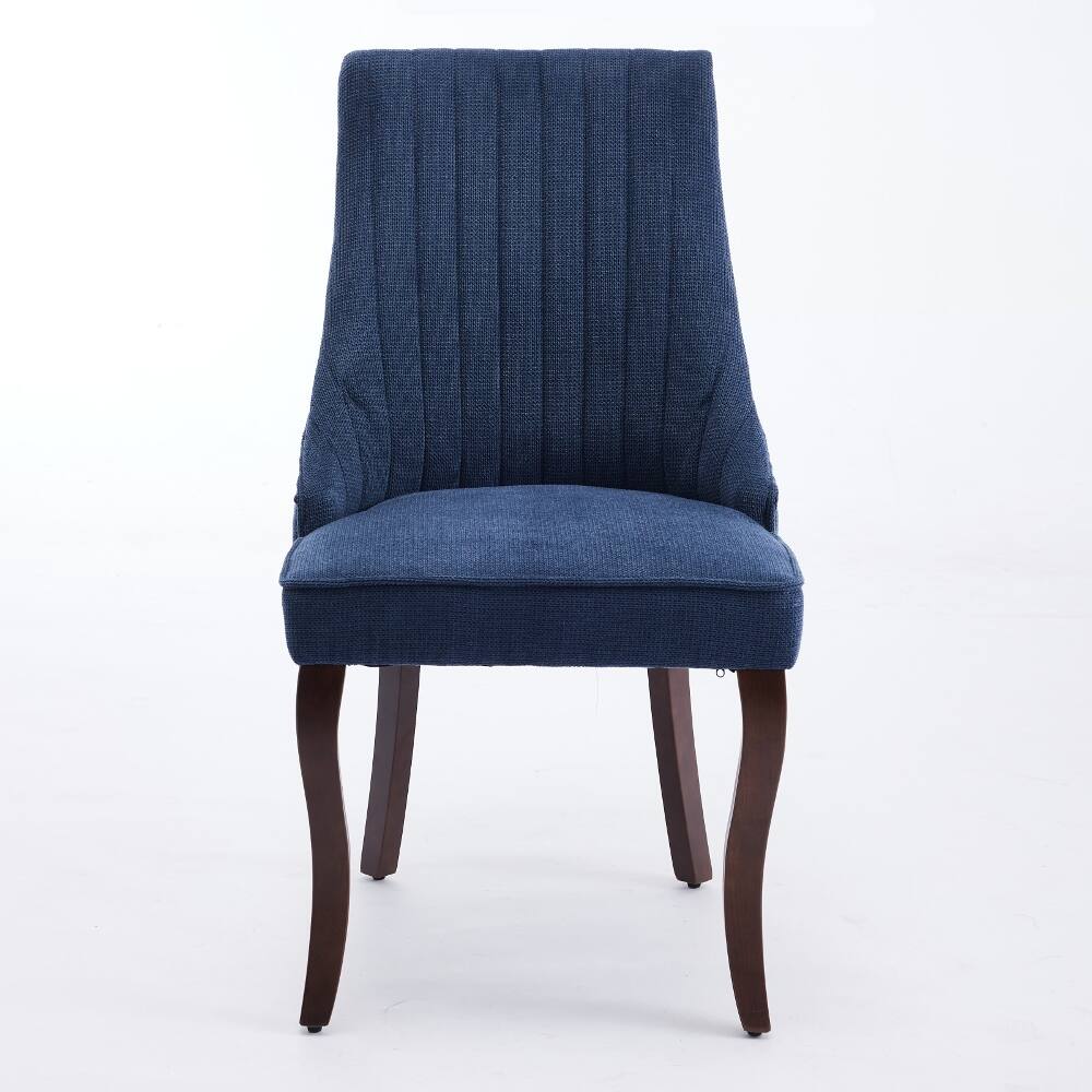 Angle. Loheer - Loheer Blue Dining Chairs Set of 2 Fabric Upholstered Accent High Back - Blue.