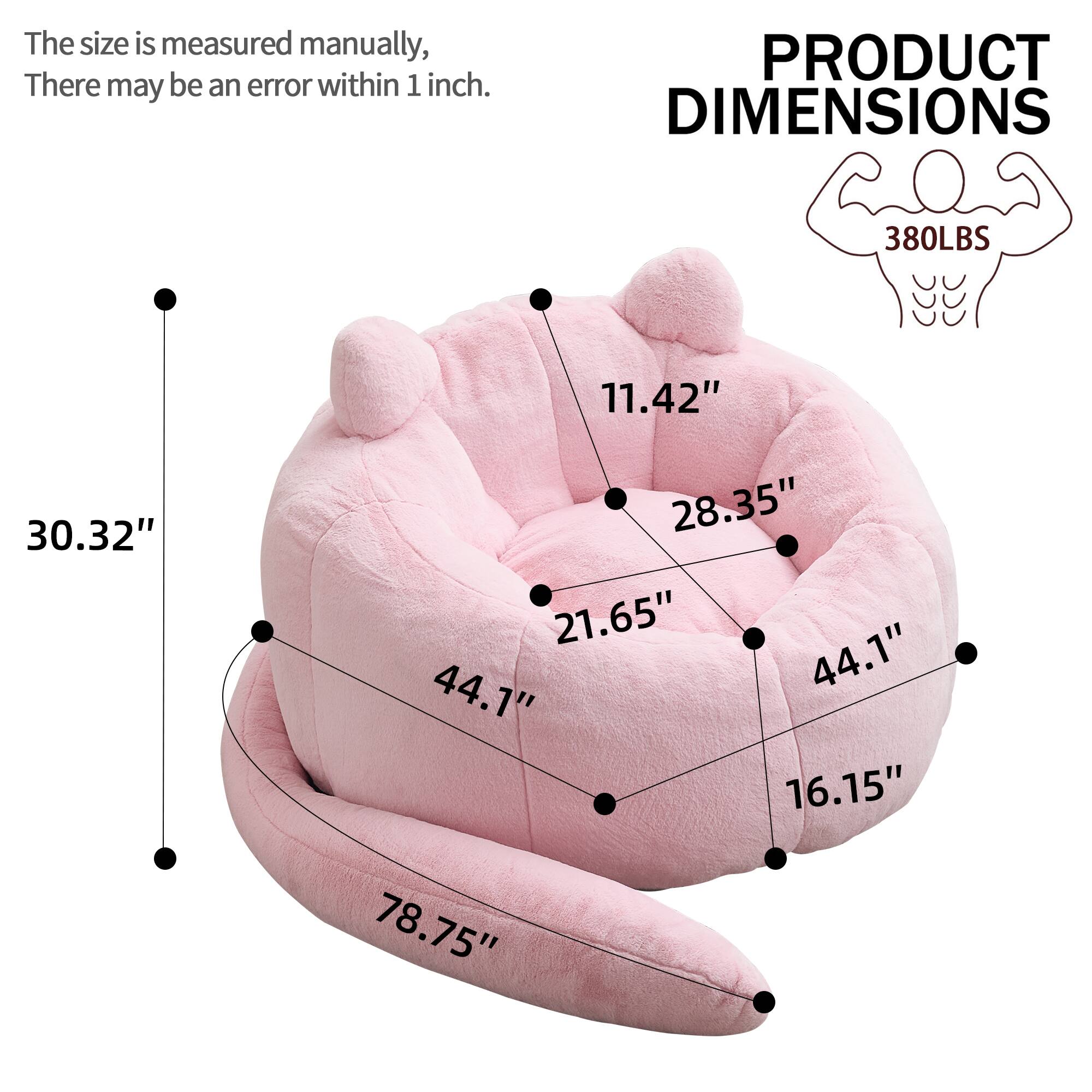 The size is measured manually, there may be an error within 1 inch.

PRODUCT DIMENSIONS

380LBS

11.42"  
28.35"  
21.65"  
44.1"  
44.1"  
16.15"  
78.75"  
30.32"