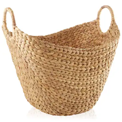 Front. Casafield - Large Water Hyacinth Boat Basket for Laundry - Natural.