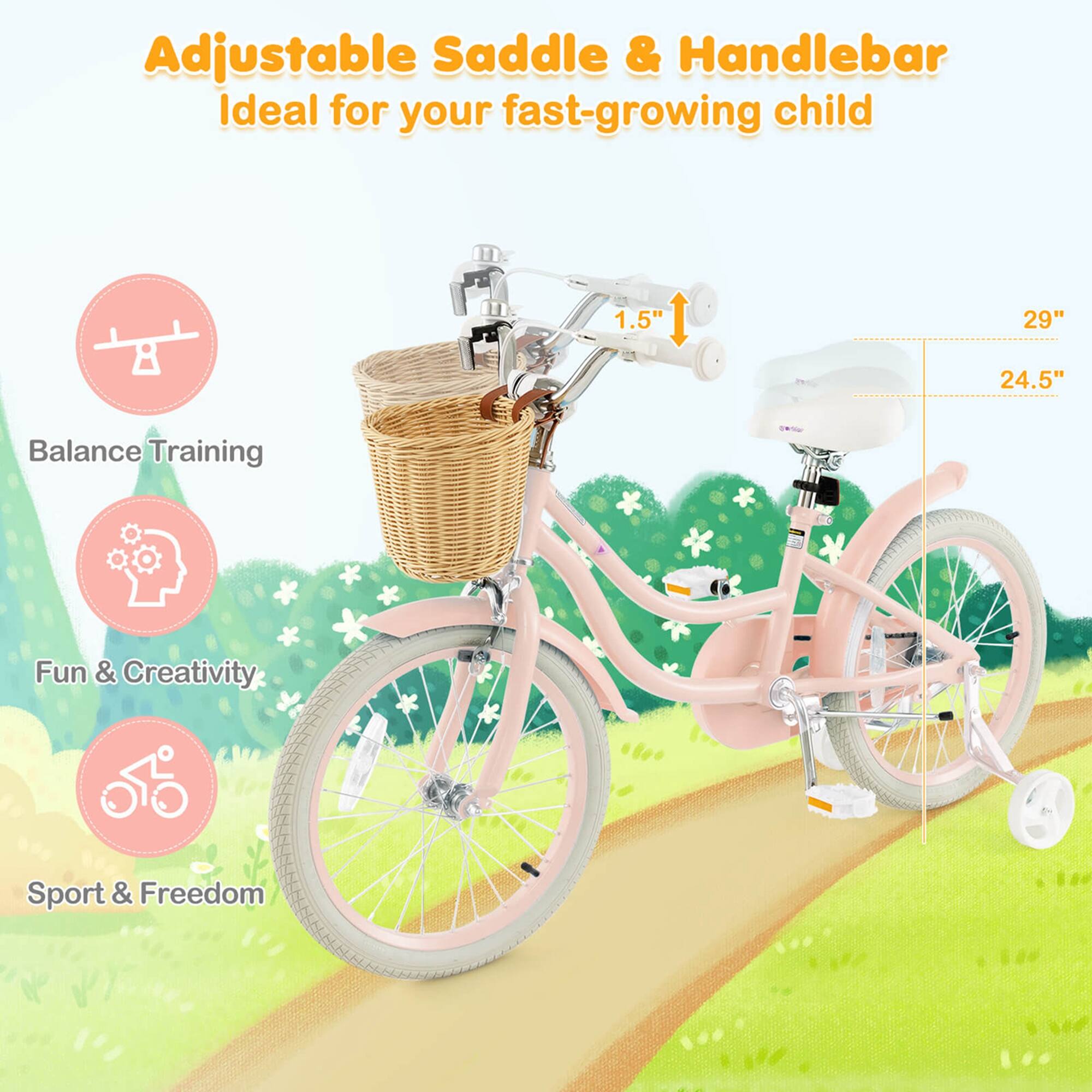 Adjustable Saddle & Handlebar  
Ideal for your fast-growing child  

Balance Training  
Fun & Creativity  
Sport & Freedom  

1.5"  
29"  
24.5"