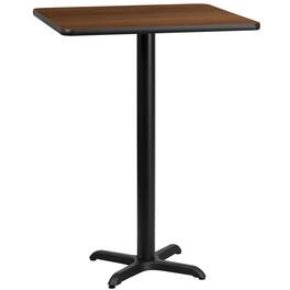 Emma + Oliver - 24" Square Laminate Table Top with 22"x22" Bar Height Table Base - Walnut