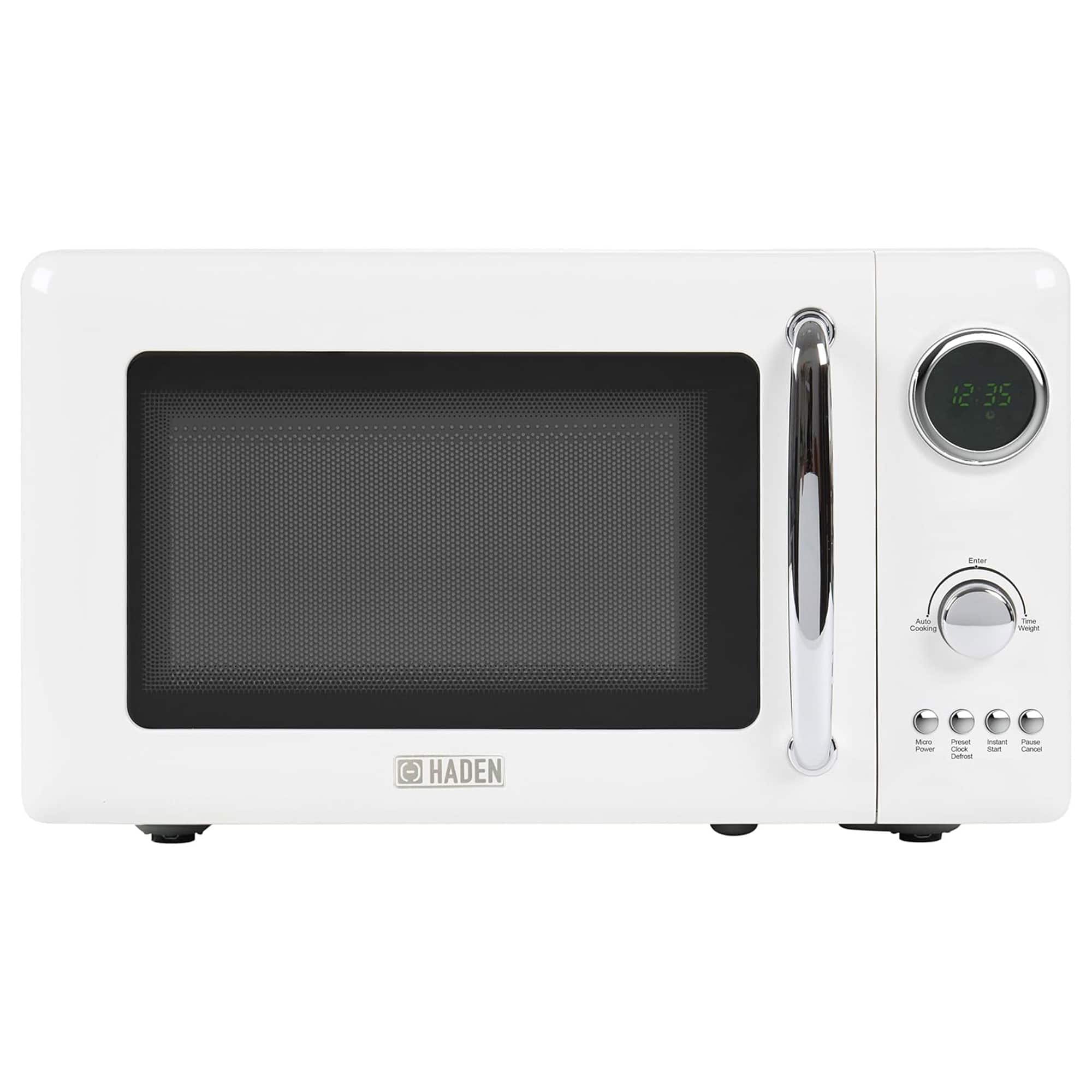 Haden - 700 Watt 0.7 Cubic Foot Microwave Oven with Digital Controls, Ivory/Chrome - Ivory, Chrome